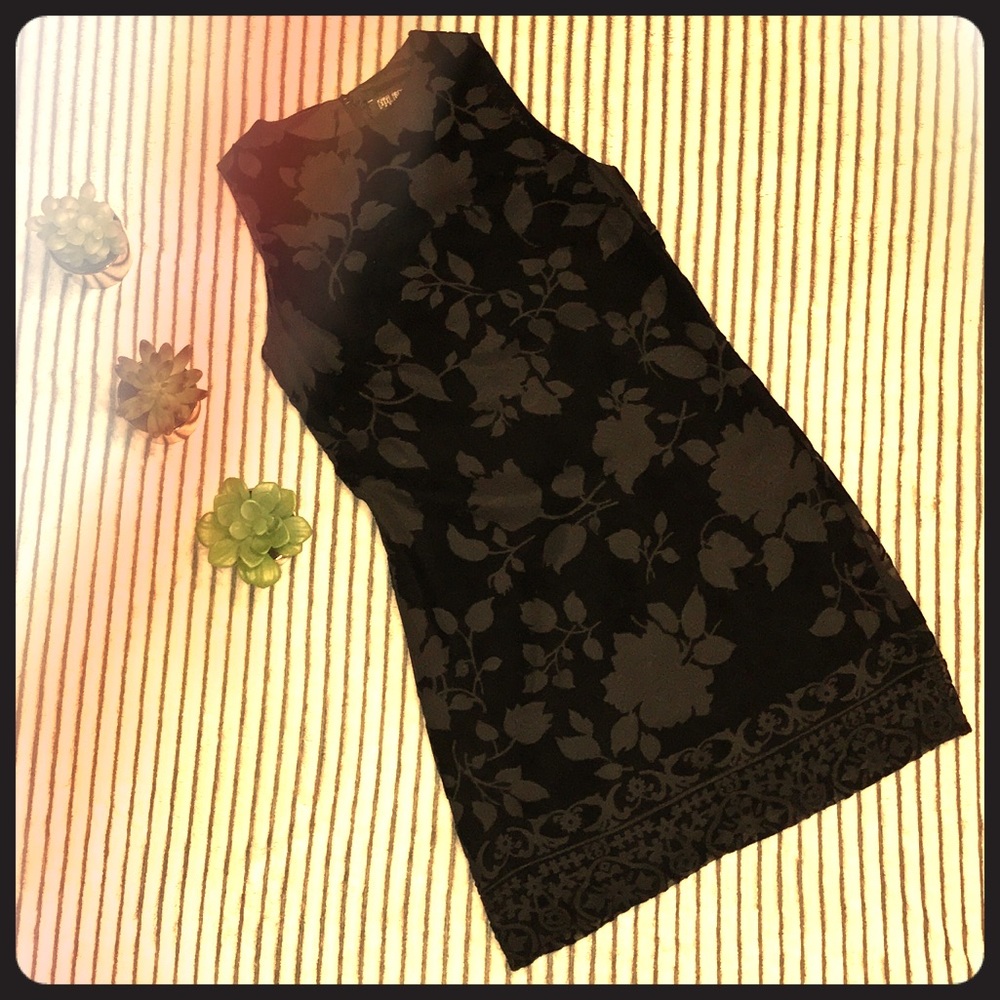 Vintage Black patterned velvet dress